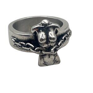 Personal Fears Chained Female Torso Ring Stainless Steel 7.25 Punk Biker Goth
